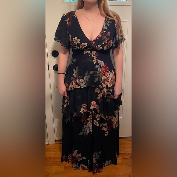 Lulu's Navy Floral High Low Dress - Picture 4 of 5